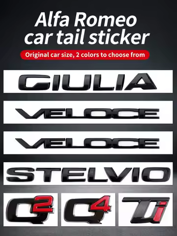 silvery Black VELOCE TI Q2 Q4 Letter Badge Trunk Emblem Car Stickers For Alfa Romeo Giulia Stelvio E