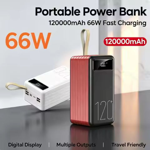 120000mAh 66W Fast Charging Portable Power Bank Ultra-large Capacity Mobile Power Phones Backup Powe