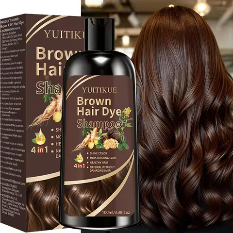 YUITIKUE Brown Hair Dye Shampoo 100ml 4-in-1 Moisturizing Care, No Damage & Fast Gray Hair Coverage