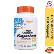 Doctor's Best, High Absorption Magnesium Supplement 100% Chelated with Albion Minerals, 100 mg, 120 Tablets