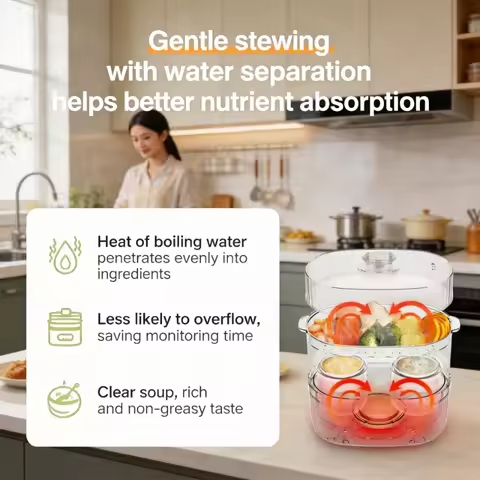 Ceramic Electric Stew Pot Water-proof Steamer Mini Stew Cup for Bird's Nest Baby Food