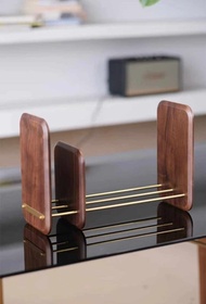 胡桃木黃銅書立  書架  桌面收納架