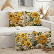 ZLION Sunflower Pillowcase, 2D Floral Plush Sofa Cushion , Vintage Fluffy Soft 45x45cm Square Bedroo