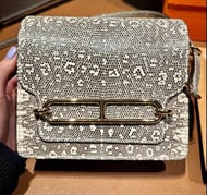 全新愛馬仕 Hermes mini roulis 原色蜥蜴皮 lizard 淡金扣