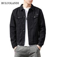 BULUOLANDI Men Cargo Casual Jeans Jackets Solid Color Slim Fit Denim Jackets for Male Washed Classic Coat