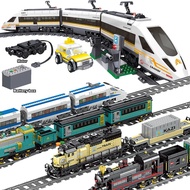 KAZI High-Tech Creative City Train Station Tracks Rail Power Ftion Motor Building Blocks Bricks DIY Battery Box Toys For Kids