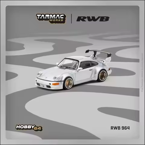 TW 1:64 RWB 964 Silver Diecast Car Model Collection Toys Tarmac Works