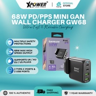 XPOWER 68W PD/PPS Mini GaN Wall Charger GW68 Fast Charging Dual Type-C USB Ports 4-Device Universal