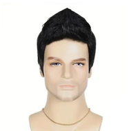 PMO ธรรมชาติ วิกผมสีดำสำหรับผู้ชายแฟชั่น วันฮาโลวีน ฟูฟ่อง ทรงผมสั้นหลายชั้น หัวเต็ม สมจริง วิกผมคอส