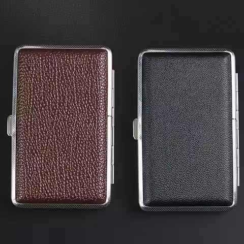 Leather Cigarettes Case Classic 20-piece Cigarettes Carrying Box Reusable Multifunctional PU Leather