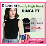 【READY STOCK AT MALAYSIA】Korean Women Sleeveless Singlet Inner Crop Top Shirt Turtleneck Camisole fe