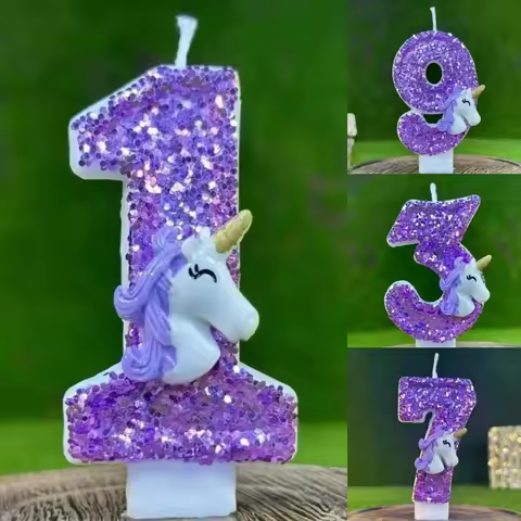 Unicorn Candle 0-9 Creative Number Birthday Candle Cake Party Decoration One Year DIY Cake Decoratio