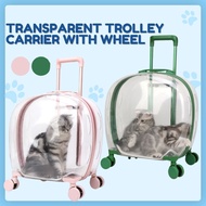 Pet Trolley Case Transparent Cat Bag Beg Kucing Beroda Pet Travel Trolley Pet Luggage Box Pet Outing