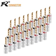 100Pcs Nakamichi Banana Plug 24K Plated Copper BFA 4Mm Banana Connector Male Speaker Plug Black&amp;Red