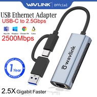 【2.5G】Wavlink 2-in-1 อลูมิเนียม gigabit เครือข่าย 10/100/1000mbps อะแดปเตอร์ LAN, 2500 Mbps Gigabit