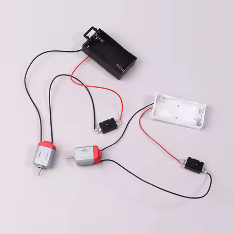 New Mini DIY Electronic Motor Circuit Models Kit Black White 130 Motor Kit With 2xAA Battery Storage