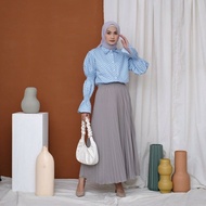 rok plisket premium / rok plisket wanita / bawahan rok - silver