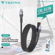 TECNIX CBL-833-M USB to MICRO Data Cable CBL-833-C USB TO Type-C 3.1A Data Cable Fast Charging 100CM
