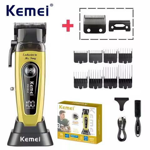 Kemei KM-90-4 Professional Cordless Hair Clipper High-Speed, Brushless Motor, Salon-Grade Hair Trimm