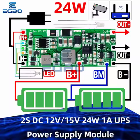 2S DC 12V/15V 24W 1A UPS Power Supply Module Uninterruptible Power Control Board 2S V4.0CN Charging 