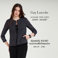 เสื้อแจ็คเก็ตผูู้หญิง คอกลม ทรง Boxy เนื้อผ้า Jersey Jacquard ลาย Purple แม็ทช์ง่าย ใส่เป็นลุคทำงานได้ทุกวัน แบรนด์ Guy Laroche (GAFLDV)