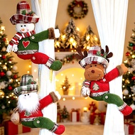 Christmas Decoration Supplies Plaid Hat Forest Old Man Side Holding Curtain Buckle Door Hanging Door