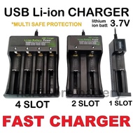 1/2/4 Slot Li-ion USB Smart Fast Battery Charger For 3.7V 10440 14500 14650 16340 16650 18350 18500 