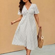Plus Size Women's Fashion White Button Down Dress Tea Party Summer Roaring 20s