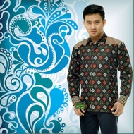 Men's Batik Shirt Azmil Batik Shirt Men's Long Sleeve Batik Shirt Modern Batik Shirt