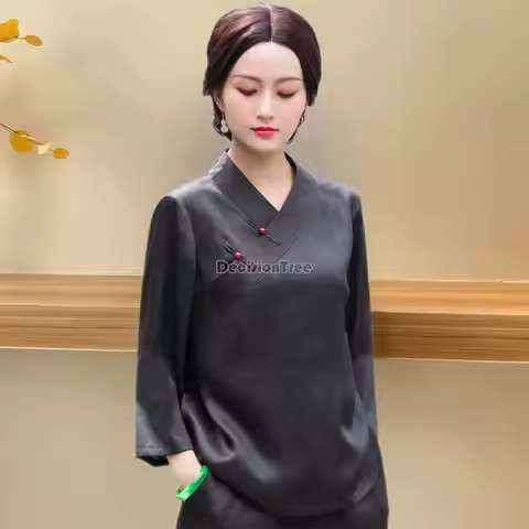 2026 chinese style tangsuits traditional cheongsam blouse women oriental retro blouse long sleeve bl