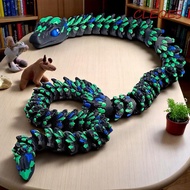 CLEOES 3D Printed Snake, Simulated Eye Snake Baby 3D Printed Diceratops Snake, Finger Toy Sparkling 