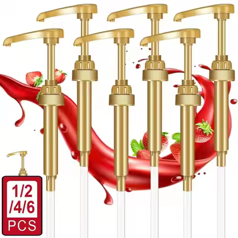 1/2/4/6Pcs Golden Syrup Pump, Coffee Syrup Pump Dispenser for 750ml/ 25.4oz Bottles, Ideal for Coffe