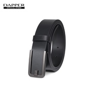 DAPPER เข็มขัดหนังแท้ D Engraved Plaque Belt สีดำ