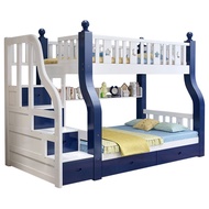 Solid Wood Double Decker Bunk Bed with Drawers with 2 Mattress Queen Size Katil Child Children Kanak Bed (Ready Stock)