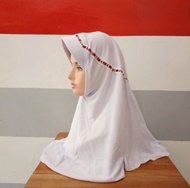 Kerudung Sekolah Instan Hemy Bahan Polyester bergo serut model hemy pita atas //Jilbab sekolah //hij