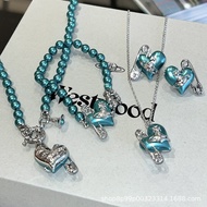 Empress Dowager Cixi 24 New Blue Green Pearl Heart Pin Saturn Necklace Bracelet