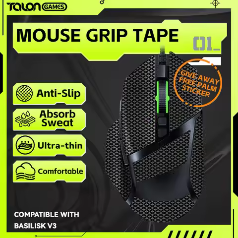 1 Pack TALONGAMES Mouse Grip Tape for Razer Basilisk V3 PRO,Palm Sweat Absorption Anti Slip Grip,Cut