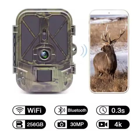 4K 30MP Live Stream WiFi Trail Camera APP Bluetooth Hunting Cameras With 10000mAh Li-Battery Night V