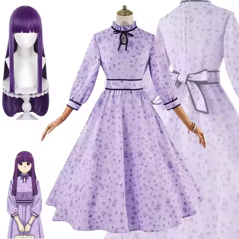 Anime Fern Cosplay Costume Fern Wig Fern Purple Dress Frieren Beyond Journey's End Cosplay Halloween