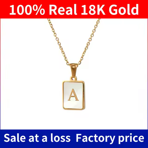 Szjinao 26 Letters Necklace 18k Gold 100% Real With Certificate Pendant For Women AU750 Unique Jewel