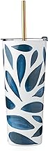 Lenox 895727 Blue Bay Leaf Pattern Stainless Steel Tumbler With Straw