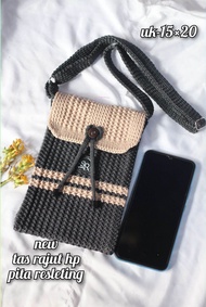 tas rajut hp pita resleting /tas rajut mini slinbag new /tas rajut selempang