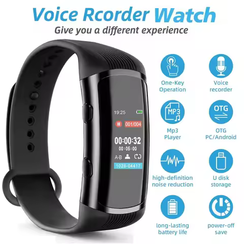 Voice Recorder Watch 0.96" TFT Color Screen MP3 V50 Music Playback WAV 3072kbps HiFi Dictaphone for 