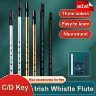 ADAL Irish Whistle Flute, 6 Holes Rich Tone Aluminum Tin Whistle, Portable Easy-to-learn C/D Key Iri