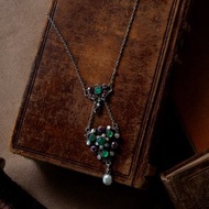 1870-1890s 奧匈帝國 彩寶珠母貝琺瑯墜鍊