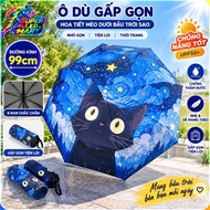 Foldable Umbrella 8 Spokes Diameter 99cm Star Sky Cat Pattern – Sun and Rain Umbrella