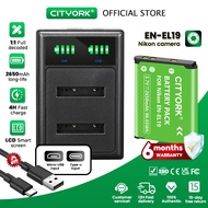 Cityork EN-EL19 EL19 2650mAh Camera Battery & Charger for Nikon Coolpix W100 W150 S100 S2500 S2600 S