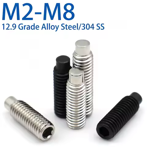 12.9 Alloy Steel 304 Stainless Steel Hex Socket Dog Point Set Screws Allen Headless Grub Screws M2 M