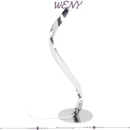 WENY Curved Table Lamp, 110-240V 3W LED Table Lamp, Energy-Saving US Plug Silver 1.5m Cable Desk Lig