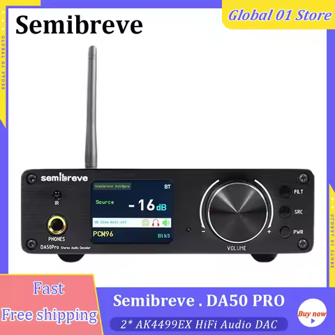 Semibreve DA50 PRO 2* AK4499EX DAC HiFi MQA Audio Balance Decoder XU316 USB 32Bit 768KHz DSD512 Blue